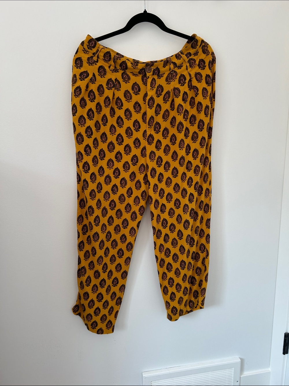 Free People Mustard Yellow Paisley Print Pants